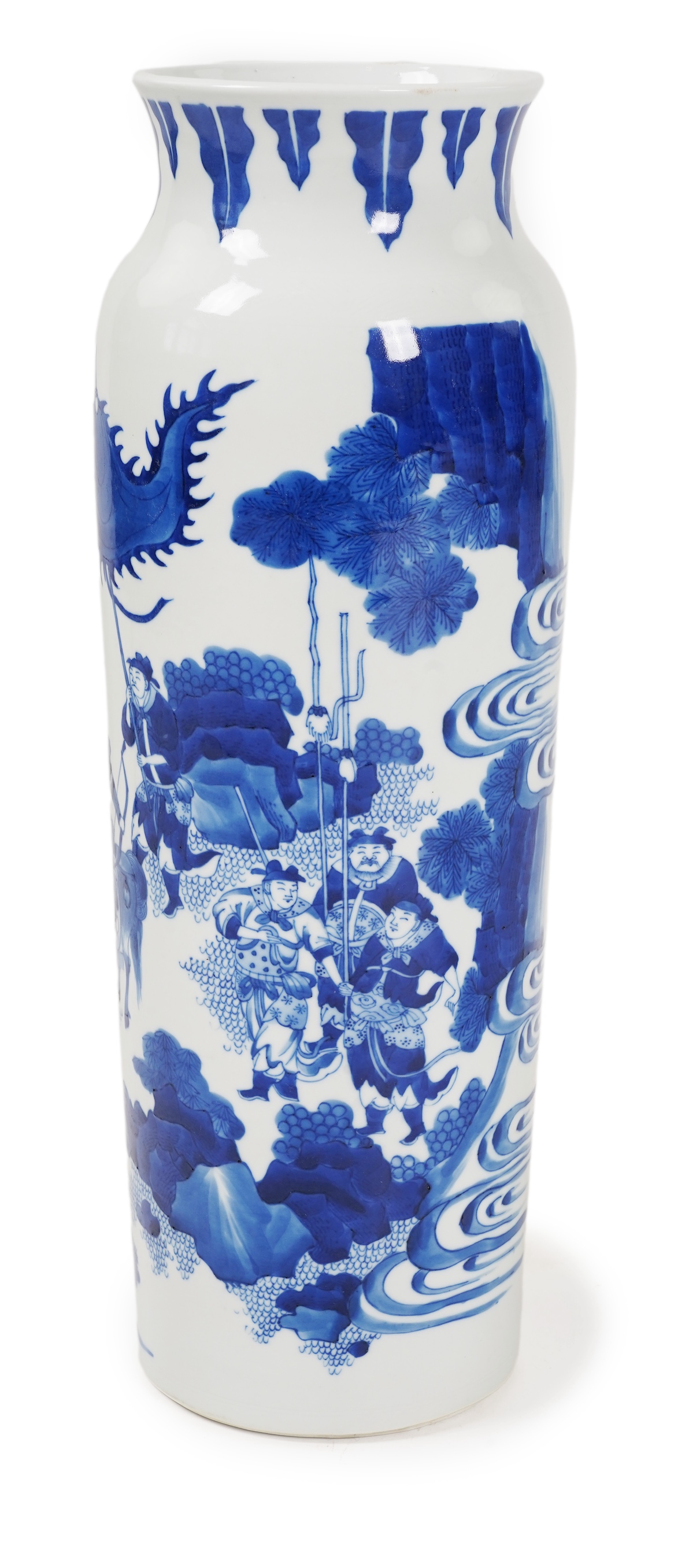 A Chinese blue and white ‘Tan Zi’ rolwagen vase, probably Chongzhen period (1627-1644)